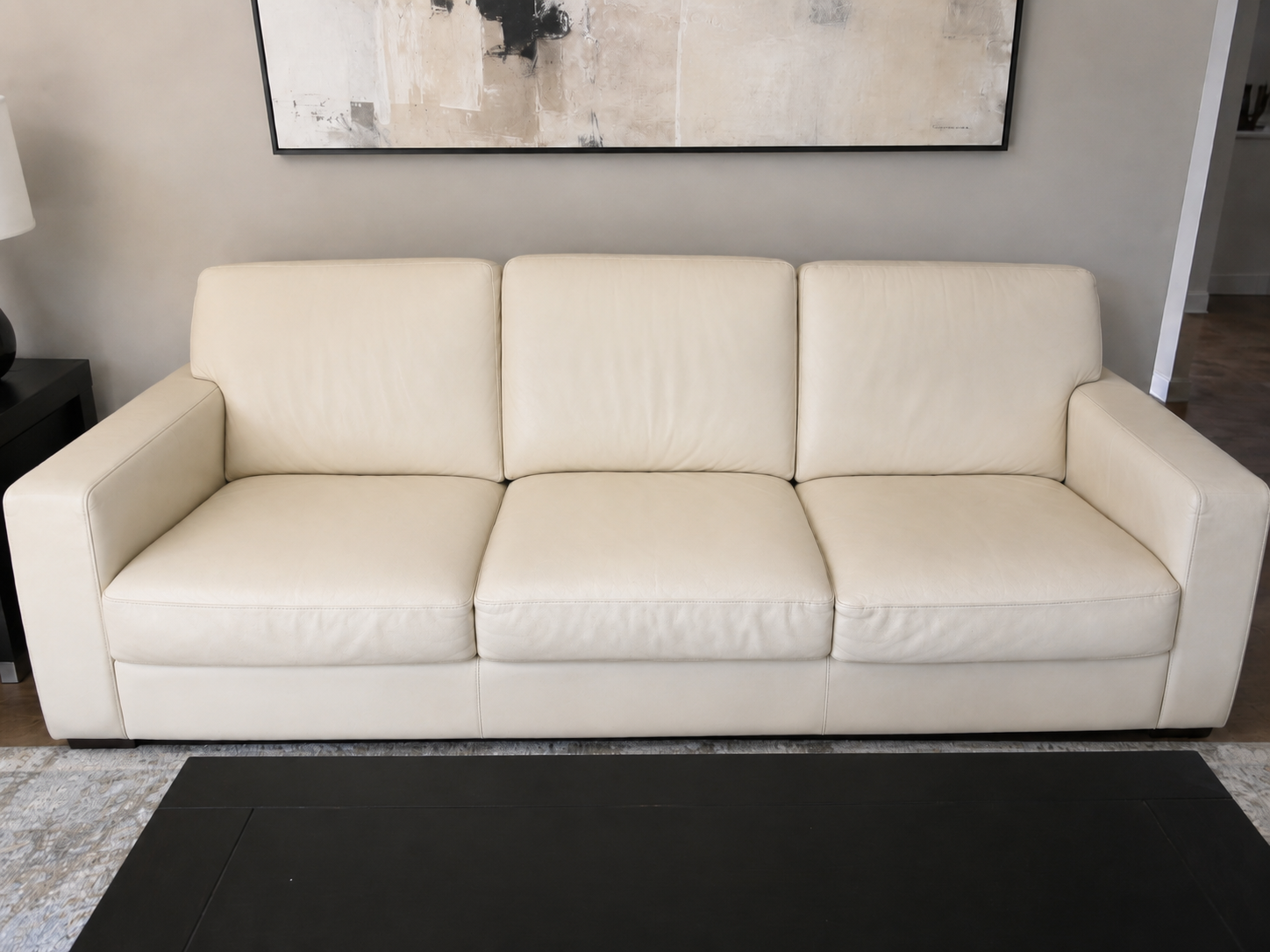 The same leather sofa after specialist deep cleaning